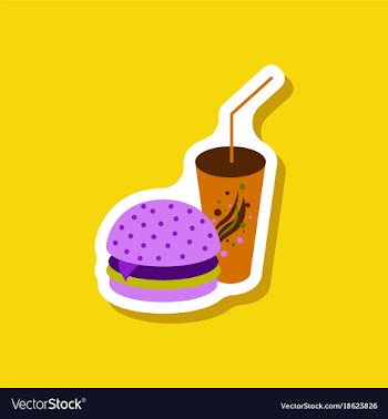 Paper sticker burger and soda vector image