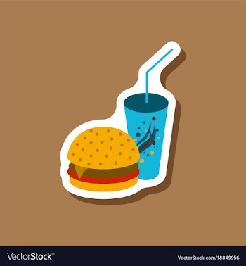 Paper sticker burger and soda vector image