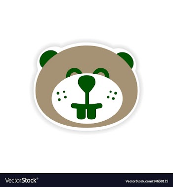 Paper sticker canadian beaver on white background vector image