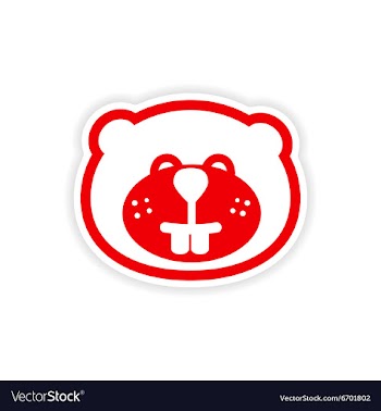 Paper sticker Canadian beaver on white background vector image