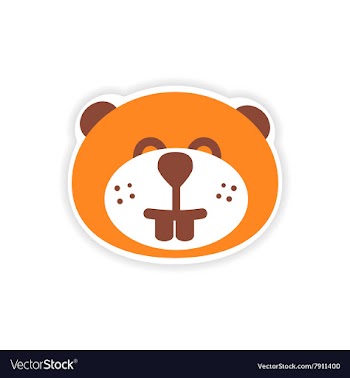 Paper sticker Canadian beaver on white background vector image