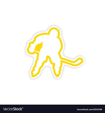 Paper sticker Canadian hockey player on white vector image