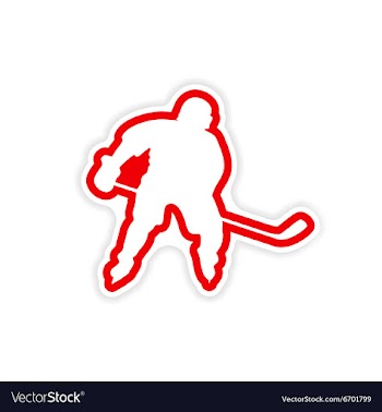 Paper sticker Canadian hockey player on white vector image