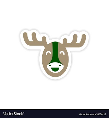 Paper sticker canadian moose on white background vector image