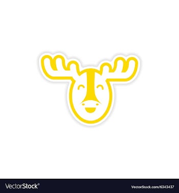 Paper sticker Canadian moose on white background vector image