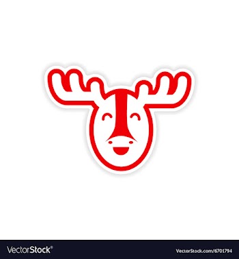 Paper sticker Canadian moose on white background vector image