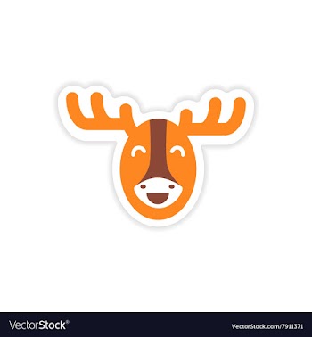 Paper sticker Canadian moose on white background vector image