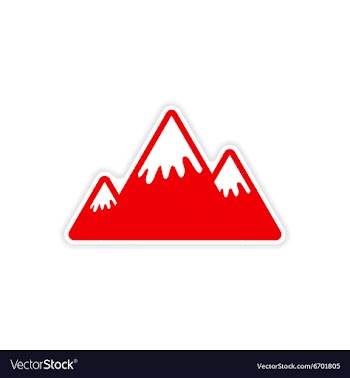 Paper sticker Canadian mountain on white vector image