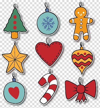 Paper Sticker Christmas , 9 Christmas stickers transparent background PNG clipart