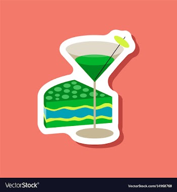 Paper sticker cocktail and cake vector image