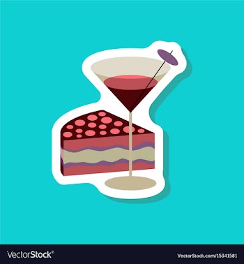 Paper sticker cocktail and cake vector image