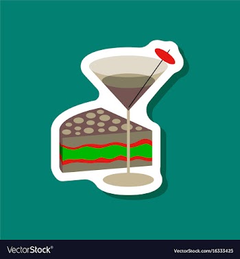 Paper sticker cocktail and cake vector image