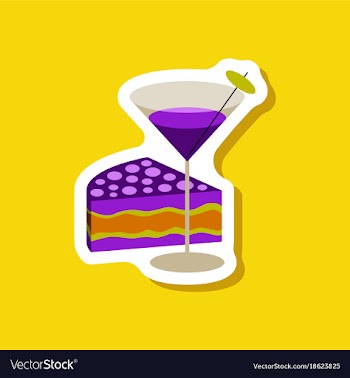 Paper sticker cocktail and cake vector image