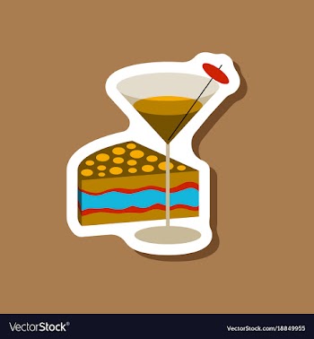Paper sticker cocktail and cake vector image