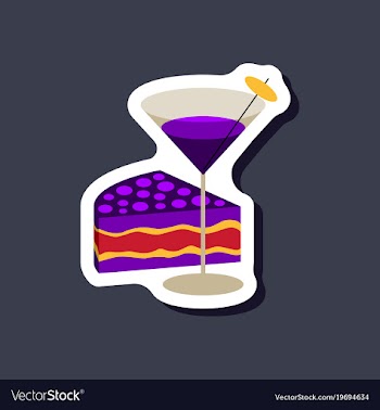 Paper sticker cocktail and cake vector image