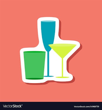 Paper sticker cocktail glasses vector image