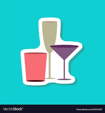 Paper sticker cocktail glasses vector image