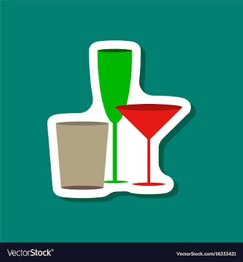 Paper sticker cocktail glasses vector image