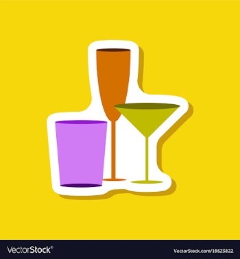 Paper sticker cocktail glasses vector image