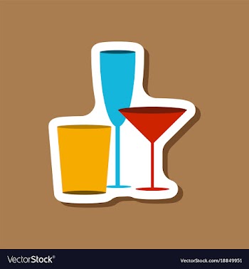 Paper sticker cocktail glasses vector image