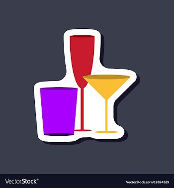 Paper sticker cocktail glasses vector image