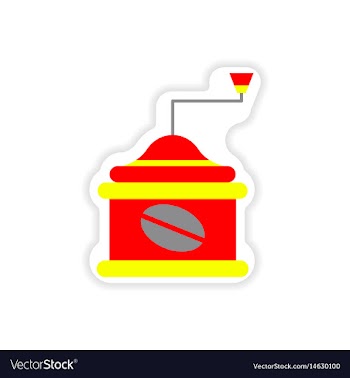 Paper sticker coffee grinder on white background vector image