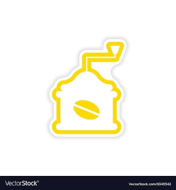 Paper sticker coffee grinder on white background vector image