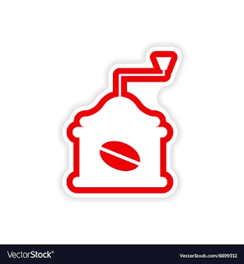 Paper sticker coffee grinder on white background vector image