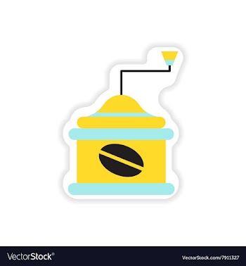 Paper sticker coffee grinder on white background vector image