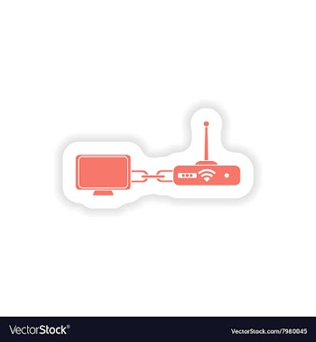 Paper sticker computer connection Wi fi modem vector image