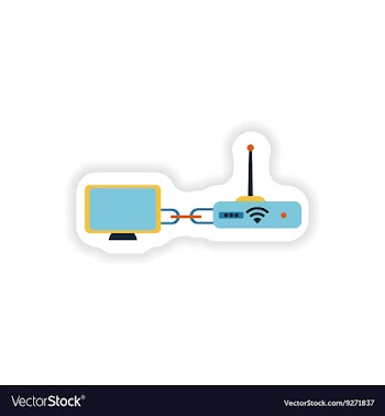 Paper sticker computer connection Wi fi modem vector image