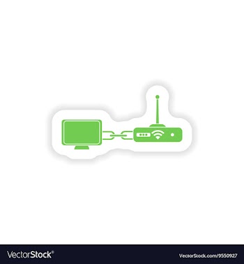 Paper sticker computer connection Wi fi modem vector image