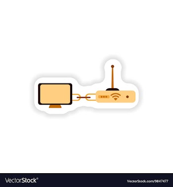 Paper sticker computer connection Wi fi modem vector image