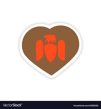 Paper sticker eagle in the heart on white vector image