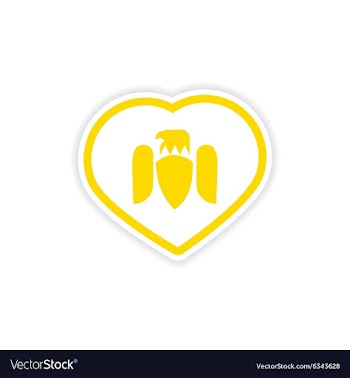 Paper sticker Eagle in the heart on white vector image
