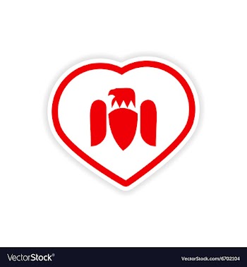 Paper sticker Eagle in the heart on white vector image
