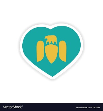 Paper sticker Eagle in the heart on white vector image