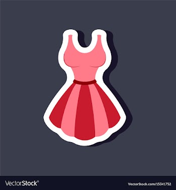 Paper sticker fashion clothes fluffy dress vector image