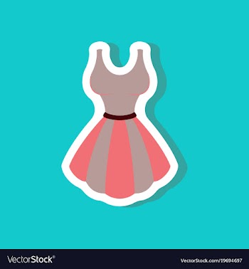 Paper sticker fashion clothes fluffy dress vector image