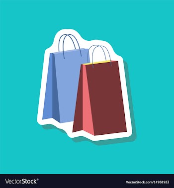 Paper sticker fashion clothes paper bags vector image