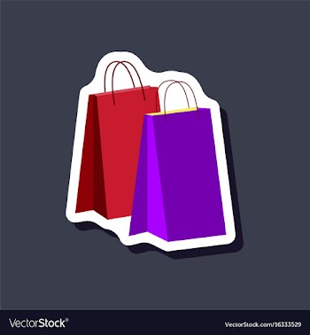 Paper sticker fashion clothes paper bags vector image