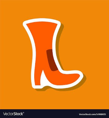 Paper sticker fashion footwear high-heeled boots vector image