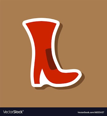 Paper sticker fashion footwear high-heeled boots vector image