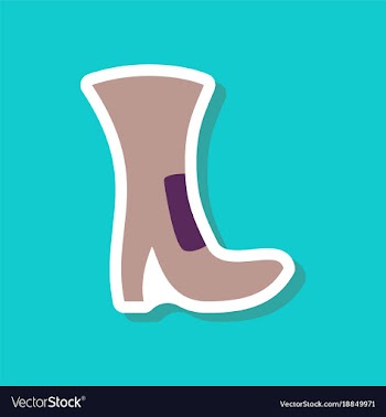 Paper sticker fashion footwear high-heeled boots vector image