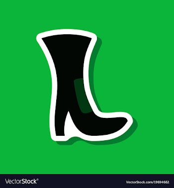 Paper sticker fashion footwear high-heeled boots vector image