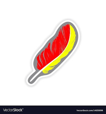 Paper sticker feather bird on white background vector image