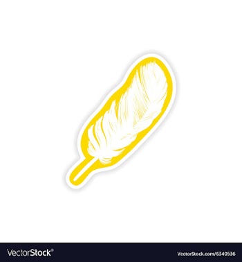 Paper sticker feather bird on white background vector image