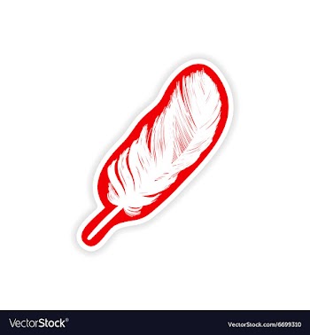 Paper sticker feather bird on white background vector image