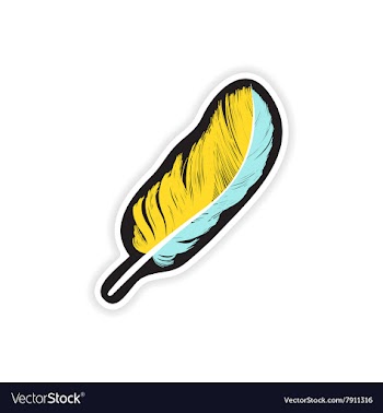 Paper sticker feather bird on white background vector image