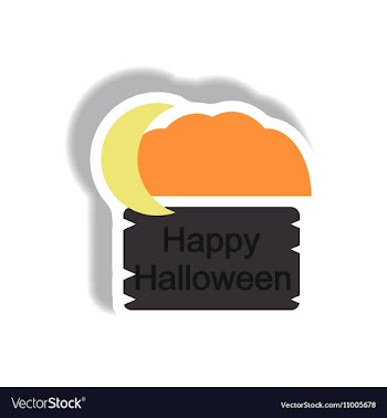 Paper sticker happy halloween vector image